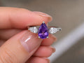 18K White Gold Natural Amethyst Ring.