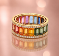 Rainbow Multi Sapphire Eternity Band Ring – Natural Gemstone & Diamond Ring in 9K, 14K & 18K Yellow Gold